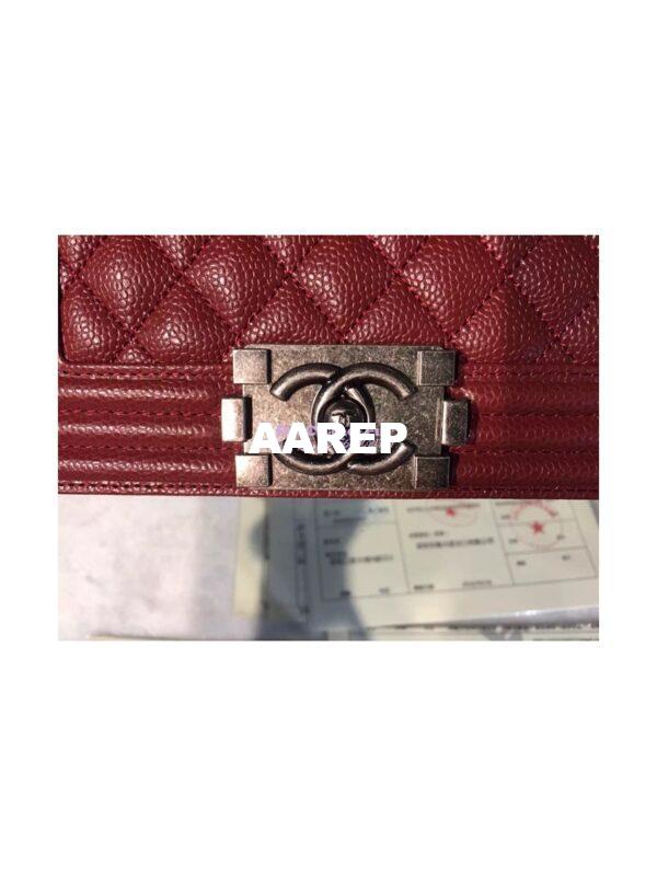 Replica Chanel Le boy Caviar 20cm Claret Red Bag 15
