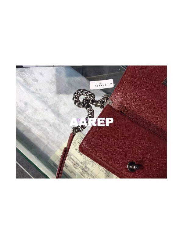 Replica Chanel Le boy Caviar 20cm Claret Red Bag 16