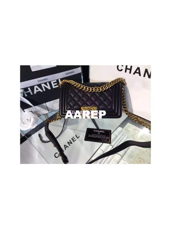 Replica Chanel Le boy Caviar 20cm Black Bag 3