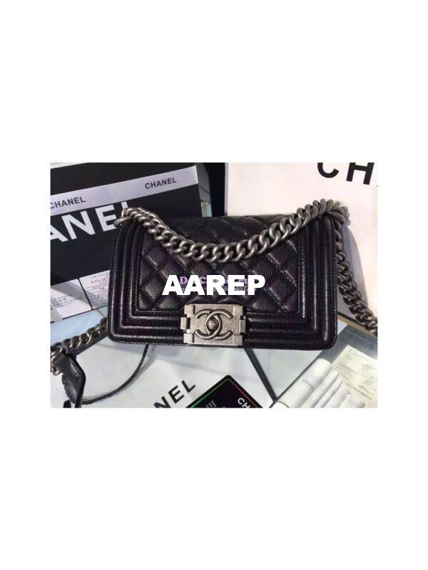 Replica Chanel Le boy Caviar 20cm Black Bag 4