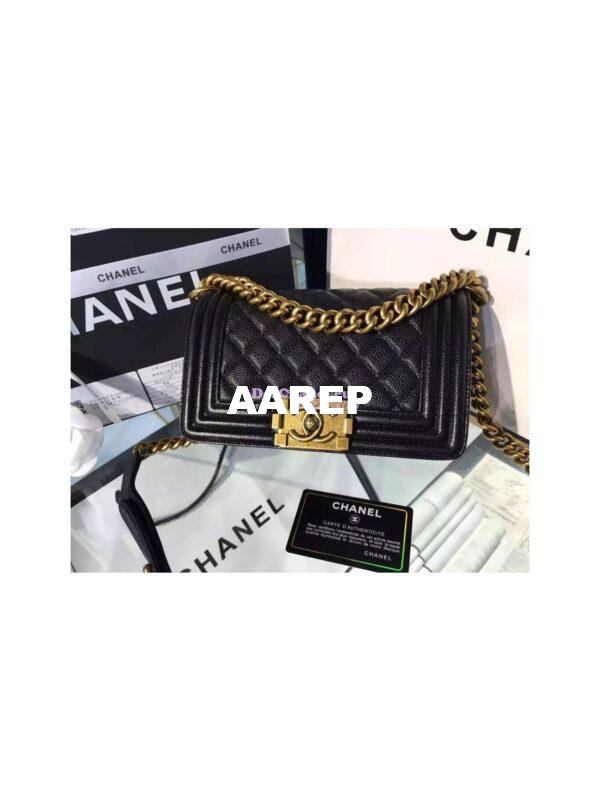 Replica Chanel Le boy Caviar 20cm Black Bag 5