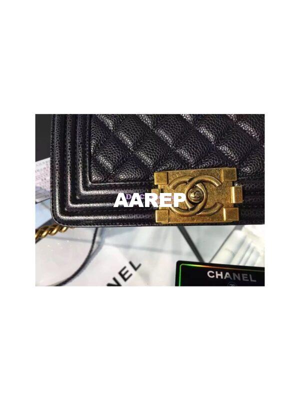 Replica Chanel Le boy Caviar 20cm Black Bag 6