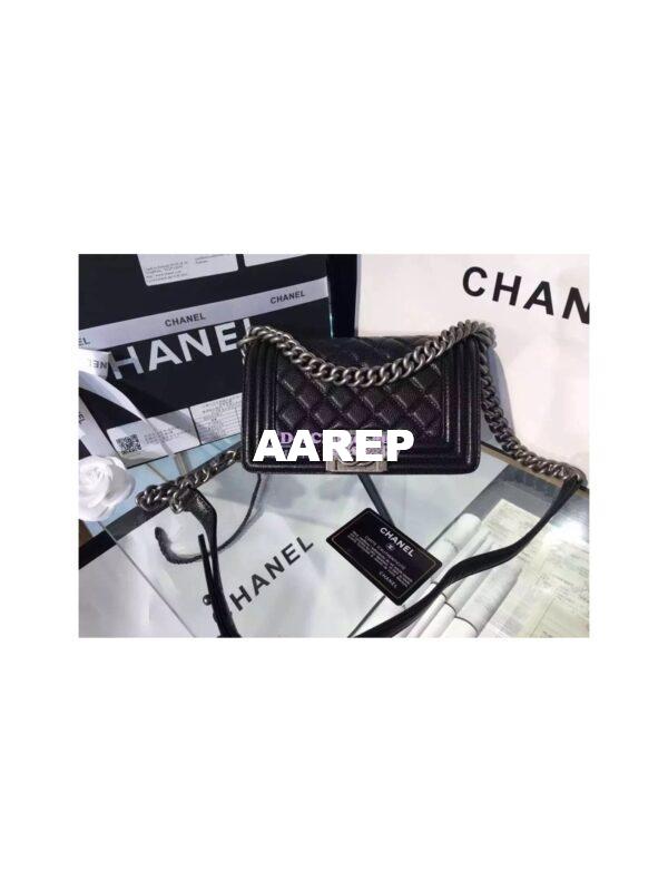 Replica Chanel Le boy Caviar 20cm Black Bag 13