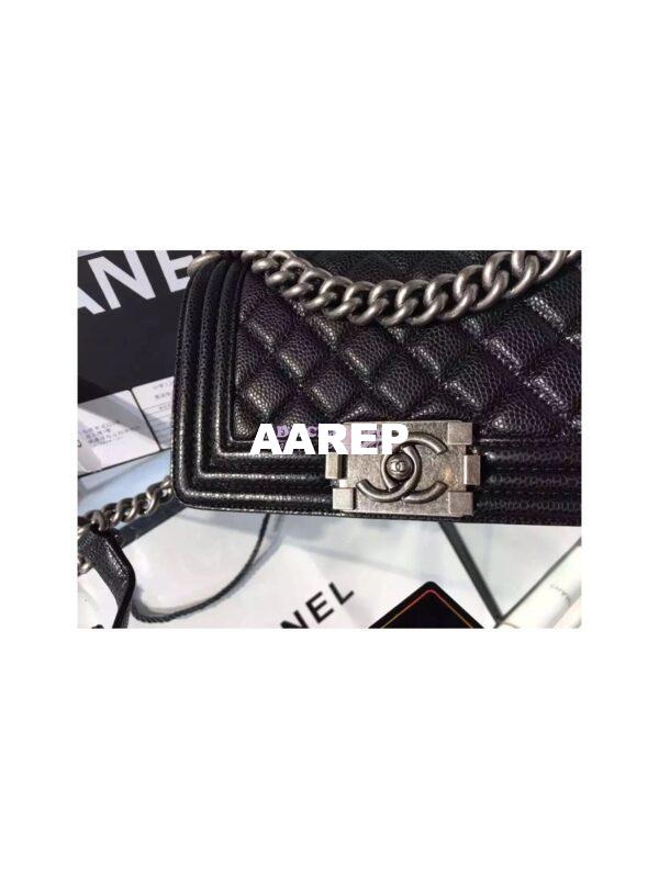 Replica Chanel Le boy Caviar 20cm Black Bag 14