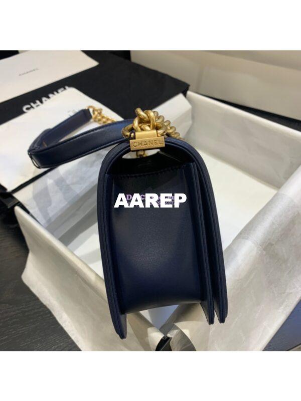 Replica Chanel Le boy Lambskin Deep Blue Bag 7