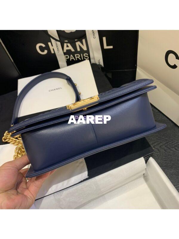 Replica Chanel Le boy Lambskin Deep Blue Bag 11