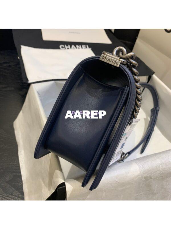 Replica Chanel Le boy Lambskin Deep Blue Bag 15