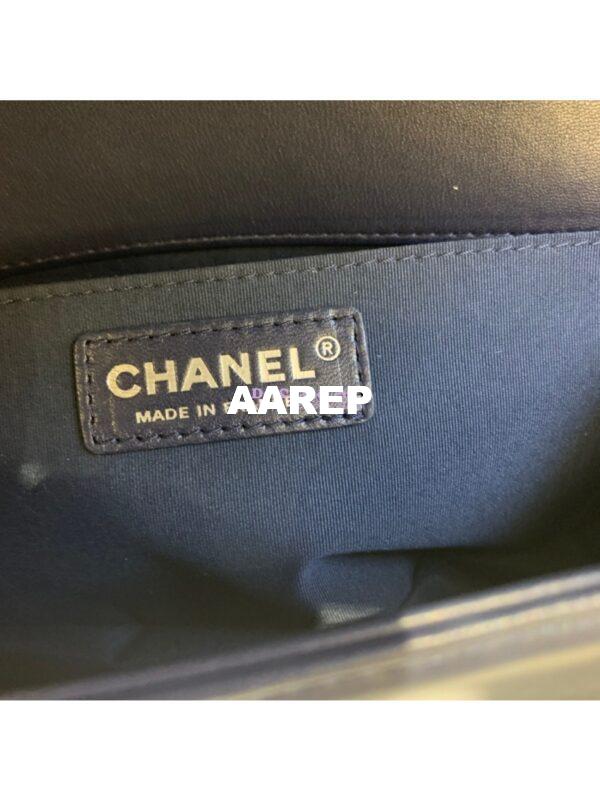 Replica Chanel Le boy Lambskin Deep Blue Bag 17