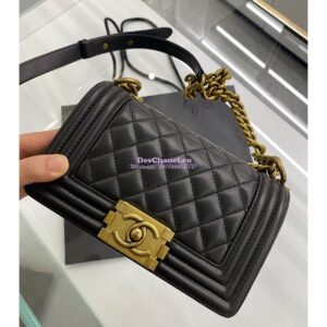 Replica Chanel Le boy Lambskin 20cm Black Bag 2
