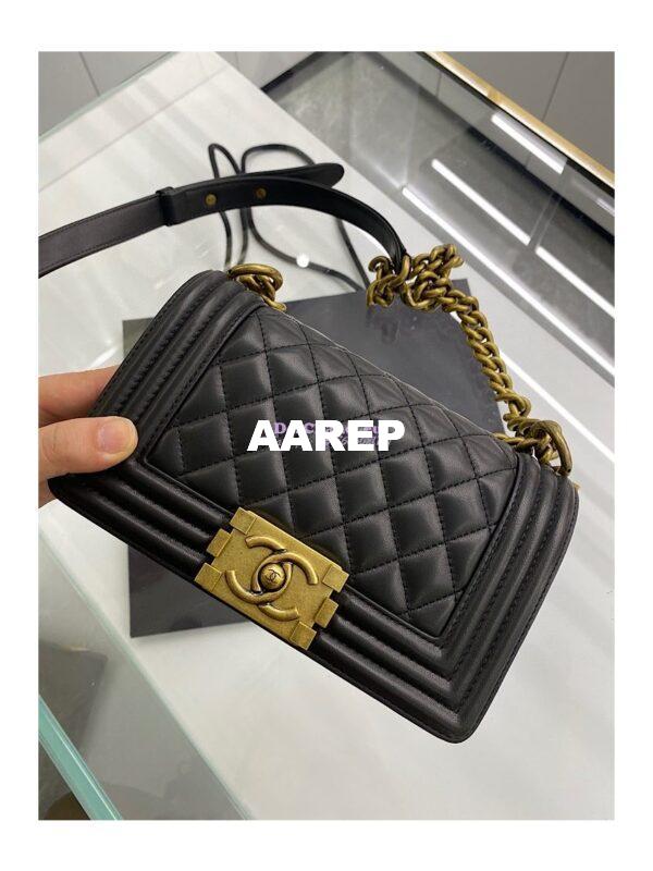 Replica Chanel Le boy Lambskin 20cm Black Bag 2