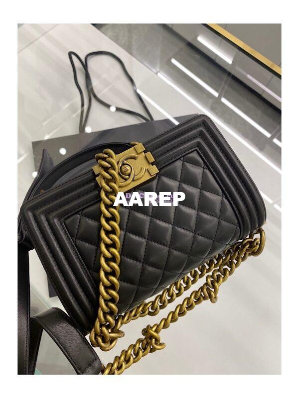 Replica Chanel Le boy Lambskin 20cm Black Bag 3