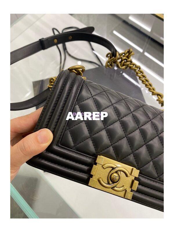 Replica Chanel Le boy Lambskin 20cm Black Bag 4