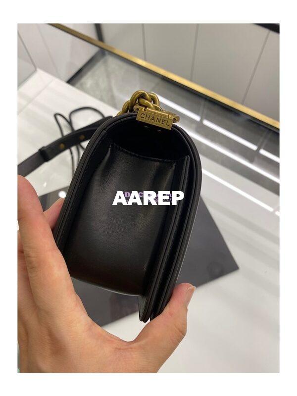 Replica Chanel Le boy Lambskin 20cm Black Bag 5