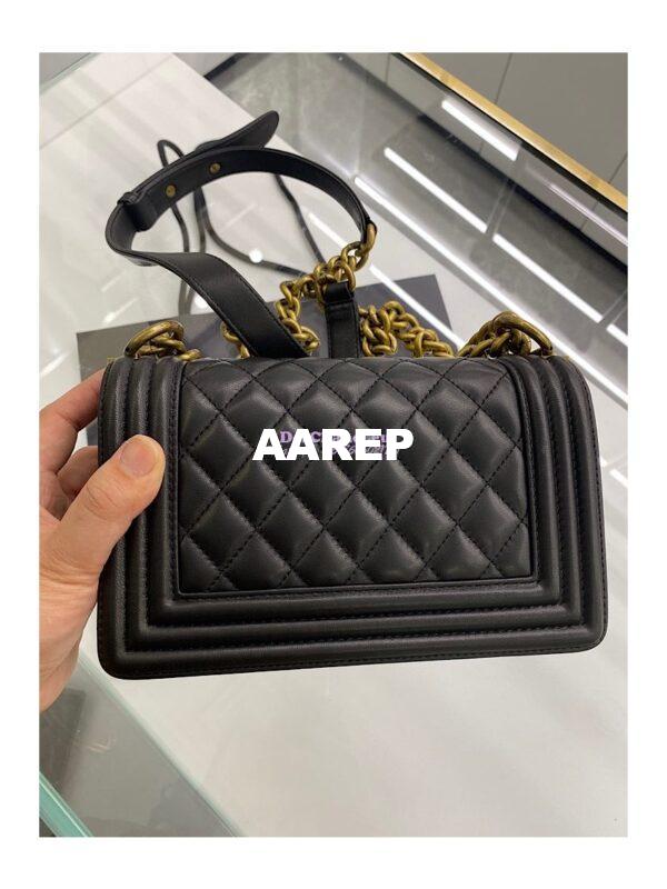 Replica Chanel Le boy Lambskin 20cm Black Bag 7