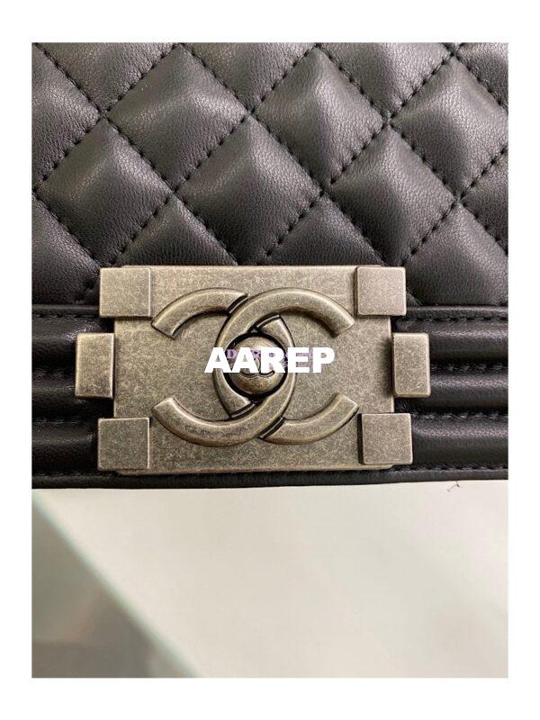 Replica Chanel Le boy Lambskin 20cm Black Bag 10