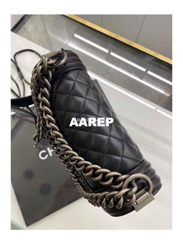 Replica Chanel Le boy Lambskin 20cm Black Bag 13