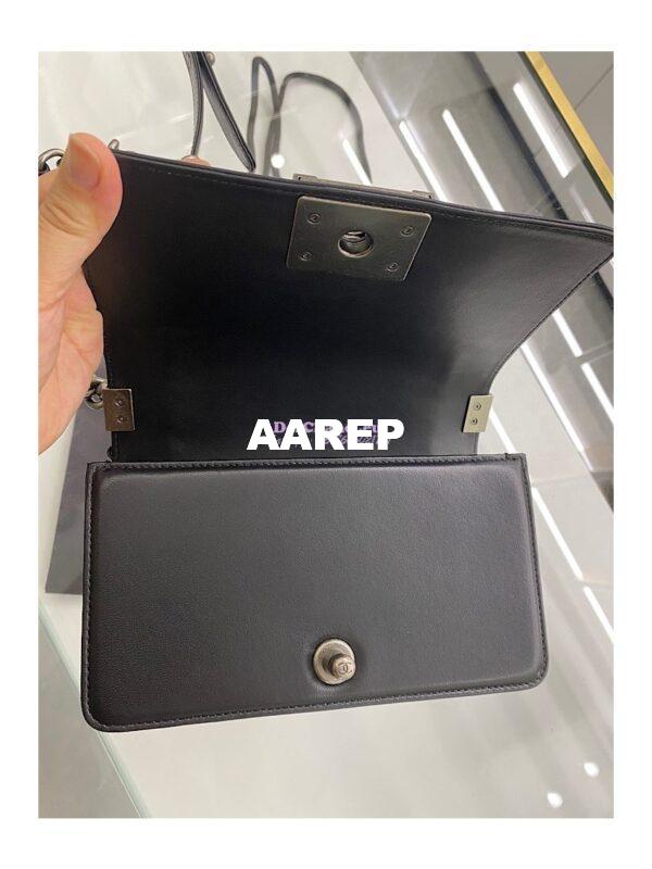 Replica Chanel Le boy Lambskin 20cm Black Bag 14