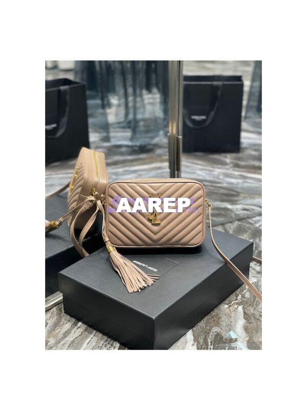 Replica YSL Saint Laurent Lou Camera Bag In Supple Quilted Leather 520534 Dark Beige