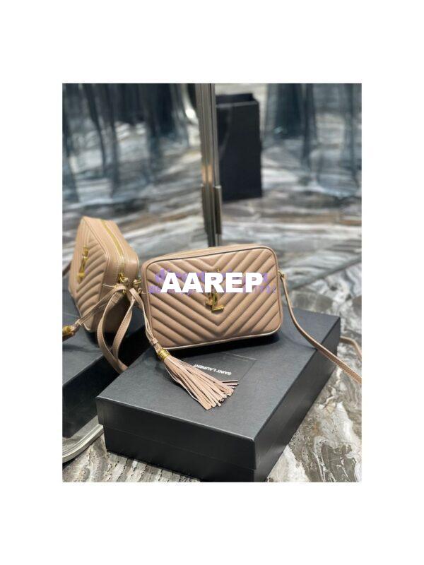 Replica YSL Saint Laurent Lou Camera Bag In Supple Quilted Leather 520534 Dark Beige 2