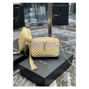 Replica YSL Saint Laurent Lou Camera Bag In Supple Quilted Leather 520534 Beige