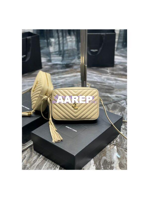 Replica YSL Saint Laurent Lou Camera Bag In Supple Quilted Leather 520534 Beige 3