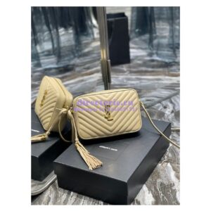 Replica YSL Saint Laurent Lou Camera Bag In Supple Quilted Leather 520534 Beige 2