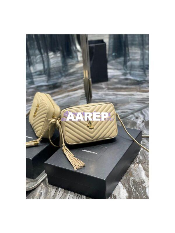 Replica YSL Saint Laurent Lou Camera Bag In Supple Quilted Leather 520534 Beige 4