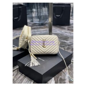 Replica YSL Saint Laurent Lou Camera Bag In Supple Quilted Leather 520534 Blanc