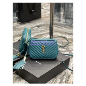 Replica YSL Saint Laurent Lou Camera Bag In Supple Quilted Leather 520534 Sea Turquoise