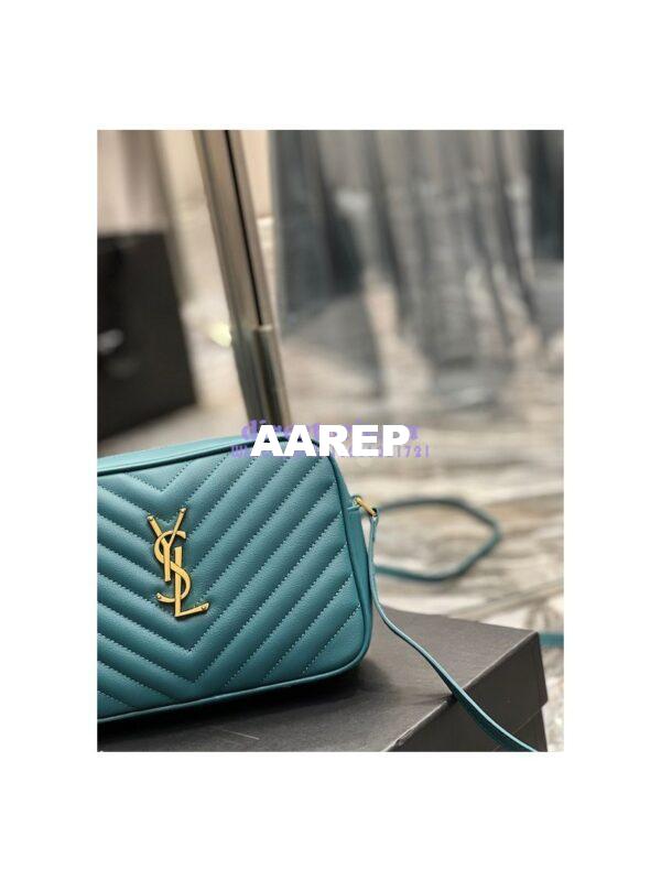 Replica YSL Saint Laurent Lou Camera Bag In Supple Quilted Leather 520534 Sea Turquoise 4