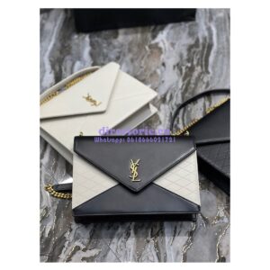 Replica YSL Saint Laurent Gaby Chain Bag In Quilted Vintage Lambskin 668864 Black Blanc
