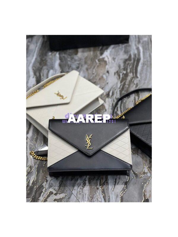 Replica YSL Saint Laurent Gaby Chain Bag In Quilted Vintage Lambskin 668864 Black Blanc 3