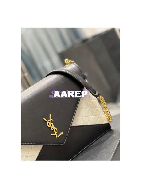 Replica YSL Saint Laurent Gaby Chain Bag In Quilted Vintage Lambskin 668864 Black Blanc 6