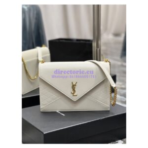 Replica YSL Saint Laurent Gaby Chain Bag In Quilted Lambskin 668864 Blanc