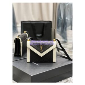 Replica YSL Saint Laurent Gaby Mini Satchel In Quilted Lambskin 685574 Black Blanc