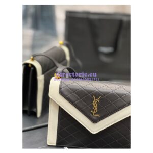 Replica YSL Saint Laurent Gaby Mini Satchel In Quilted Lambskin 685574 Black Blanc 2