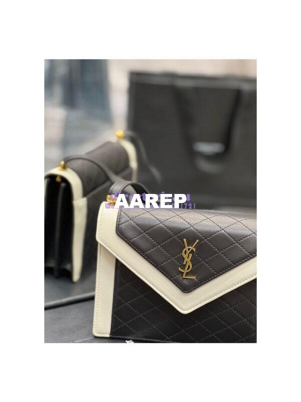 Replica YSL Saint Laurent Gaby Mini Satchel In Quilted Lambskin 685574 Black Blanc 2