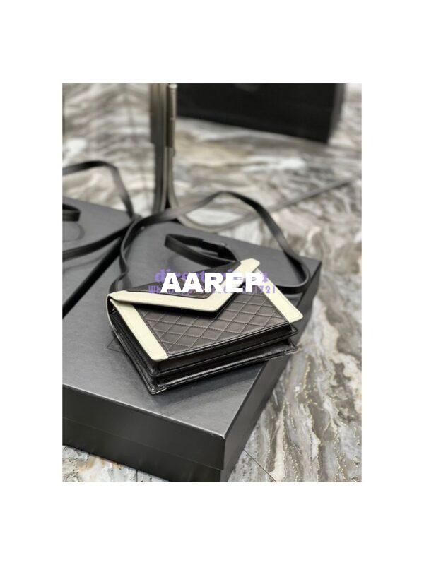 Replica YSL Saint Laurent Gaby Mini Satchel In Quilted Lambskin 685574 Black Blanc 7