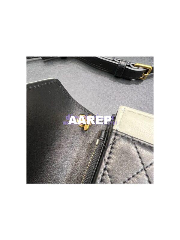 Replica YSL Saint Laurent Gaby Mini Satchel In Quilted Lambskin 685574 Black Blanc 8