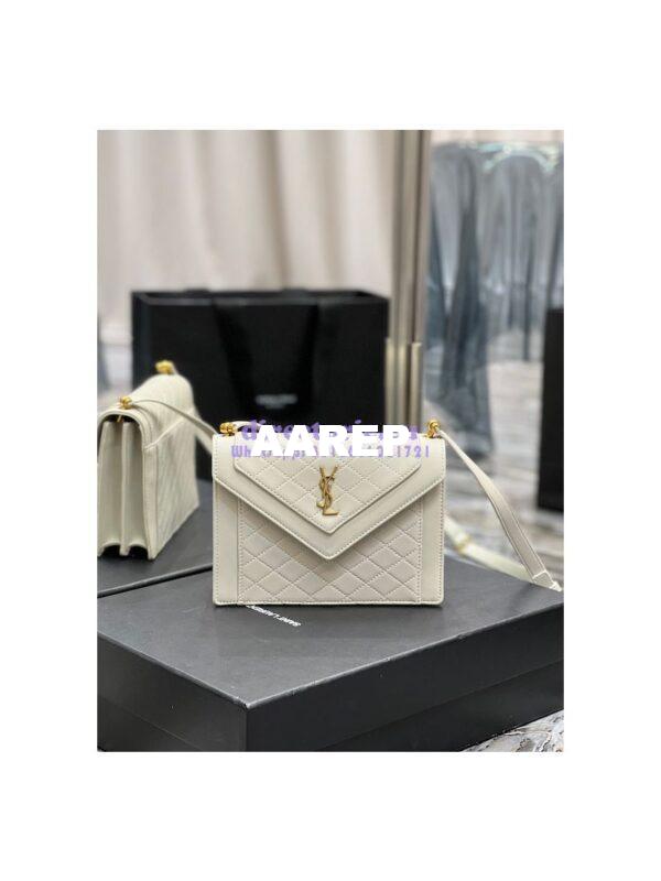 Replica YSL Saint Laurent Gaby Mini Satchel In Quilted Lambskin 685574 Blanc