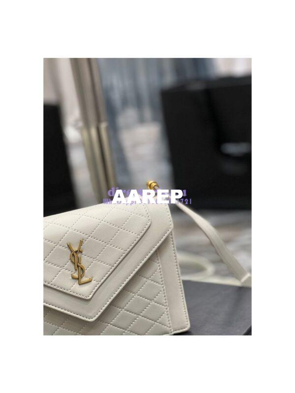 Replica YSL Saint Laurent Gaby Mini Satchel In Quilted Lambskin 685574 Blanc 3