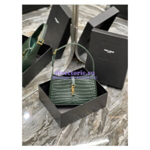 Replica YSL Saint Laurent Le 5 à 7 hobo bag in Vert Fonce in Crocodile-embossed Leather 2
