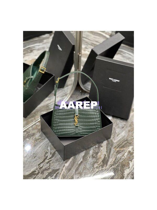 Replica YSL Saint Laurent Le 5 à 7 hobo bag in Vert Fonce in Crocodile-embossed Leather 2