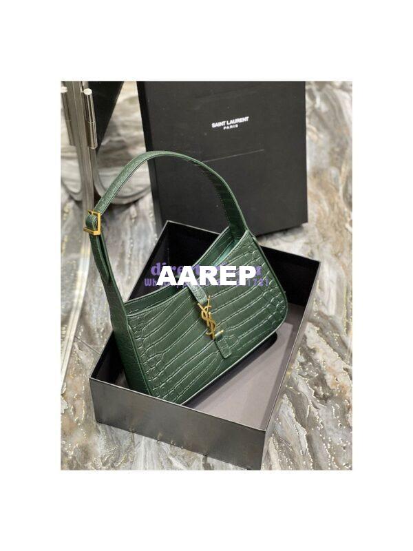 Replica YSL Saint Laurent Le 5 à 7 hobo bag in Vert Fonce in Crocodile-embossed Leather 3