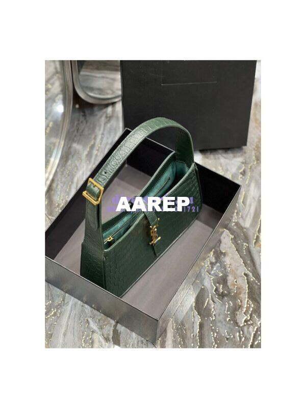 Replica YSL Saint Laurent Le 5 à 7 hobo bag in Vert Fonce in Crocodile-embossed Leather 4