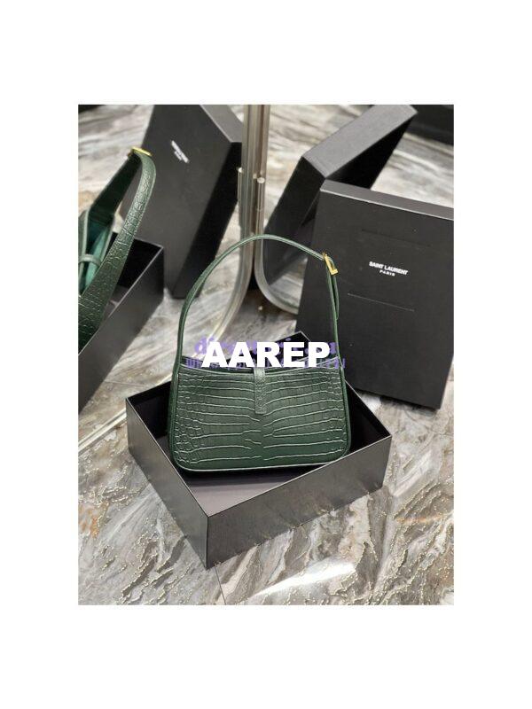 Replica YSL Saint Laurent Le 5 à 7 hobo bag in Vert Fonce in Crocodile-embossed Leather 7