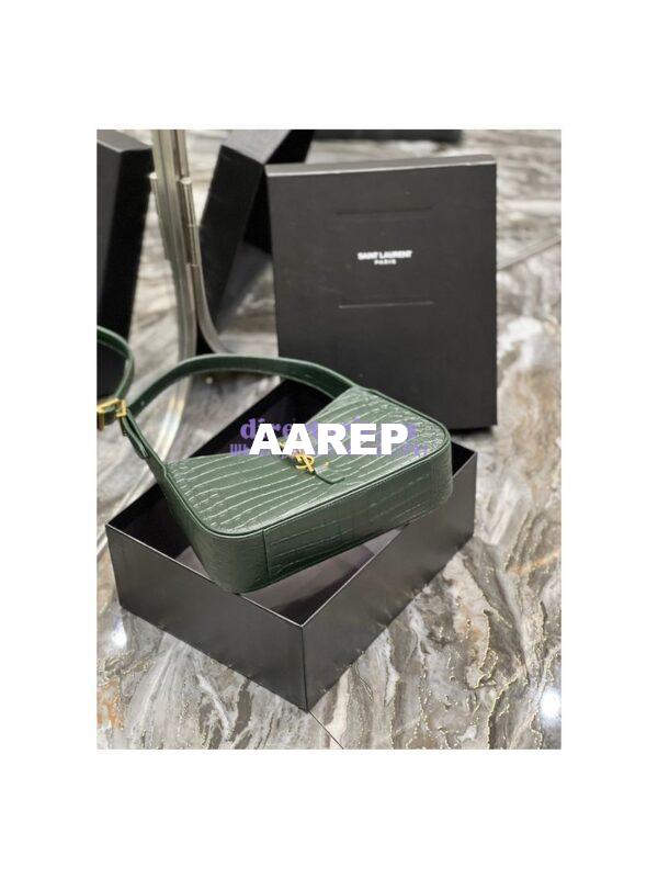 Replica YSL Saint Laurent Le 5 à 7 hobo bag in Vert Fonce in Crocodile-embossed Leather 9