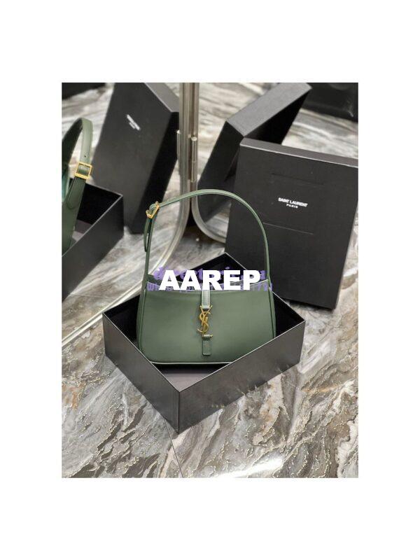 Replica YSL Saint Laurent Le 5 à 7 hobo bag in Vert Fonce calfskin Smooth leather 3
