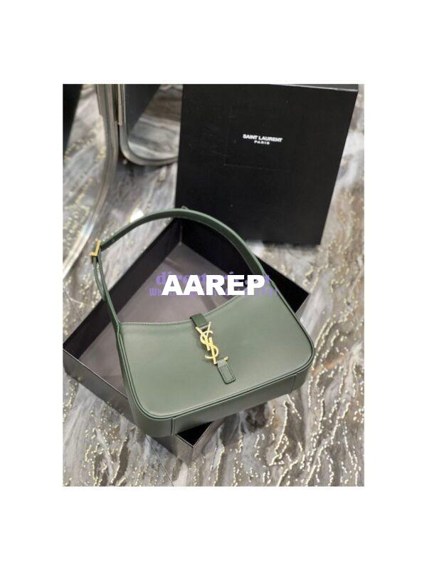 Replica YSL Saint Laurent Le 5 à 7 hobo bag in Vert Fonce calfskin Smooth leather 4
