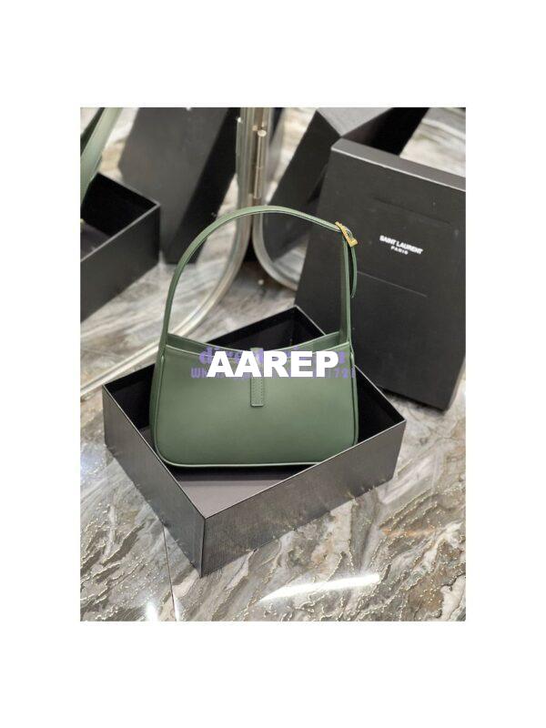 Replica YSL Saint Laurent Le 5 à 7 hobo bag in Vert Fonce calfskin Smooth leather 12